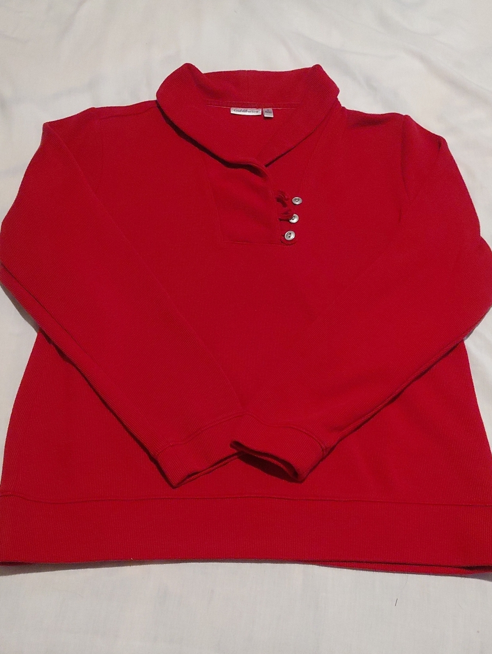 Croft And Barrow Red Button-Accent Pullover Sweater 3 Button Shawl Collar Size M